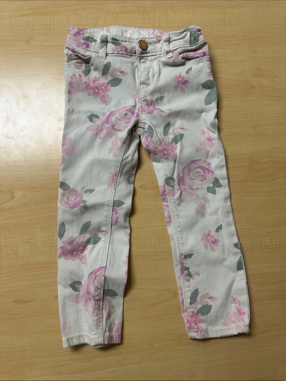 GAP Cream Jeans with Pink Floral Print